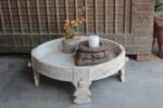 2.3 feet wide Old Wooden Chakki Center Table Coffee Table Home Decor Table - Image 2