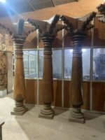 8.9 feet Indian Satin Wood Chettinad Pillars | Wooden traditional Columns Set of 6 - Image 4