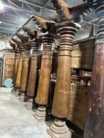 8.9 feet Indian Satin Wood Chettinad Pillars | Wooden traditional Columns Set of 6 - Image 2