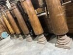 8.9 feet Indian Satin Wood Chettinad Pillars | Wooden traditional Columns Set of 6 - Image 14
