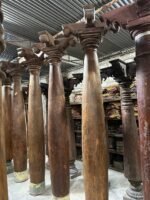 9.3 feet Indian Jack Wood Chettinad Pillars (Columns) Set of 4 - Image 5