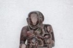 Wooden Panel Lady Child Carved Vintage Antique Indian Home Decor - Image 2
