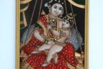 New Frame Tanjor Glass Painting Of Yashoda And Baby Krishna- Home Decor, Collectible - Image 3