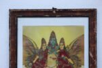 Old Original Ravi Varma Cotton Work Print Vishnu Laxmi Saraswati Garud Vahanam - Image 2