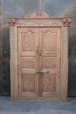 Traditional Carving Door With Frame - Image 2