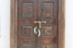 8 feet Elegant Antique Anglo-Indian Painted Teakwood Door and Frame - Image 3