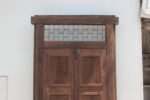 8 feet Elegant Antique Anglo-Indian Painted Teakwood Door and Frame - Image 8