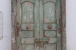 7.8 feet Elegant Antique Anglo-Indian Painted Teakwood Door and Frame - Image 3