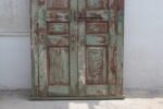 7.8 feet Elegant Antique Anglo-Indian Painted Teakwood Door and Frame - Image 9