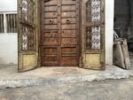7.1 feet large Old Indian Door With Grill Gate | Wooden Double Door - Image 3