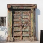 Distressed Antique Indian Teak Door and Frame