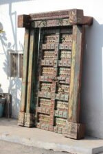 Distressed Antique Indian Teak Door and Frame - Image 5