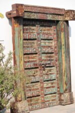 Distressed Antique Indian Teak Door and Frame - Image 6