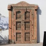 7.7 Feet large Old Door With Grill Gates | Antique Rajasthani Door