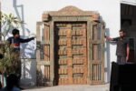 7.7 Feet large Old Door With Grill Gates | Antique Rajasthani Door - Image 4