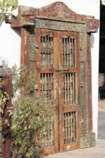 7.6 Feet large Old Door With Grill Gates | Antique Rajasthani Door - Image 4