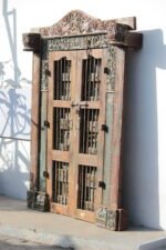 7.6 Feet large Old Door With Grill Gates | Antique Rajasthani Door - Image 3