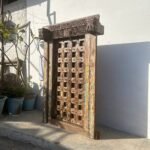 6.4 feet Antique Carved Wooden Door with Frame, Temple Door - Image 2