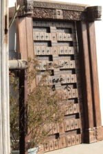 7 feet Large Traditional Flower Carved Teak wood Door | Carving Door With Frame - Image 5