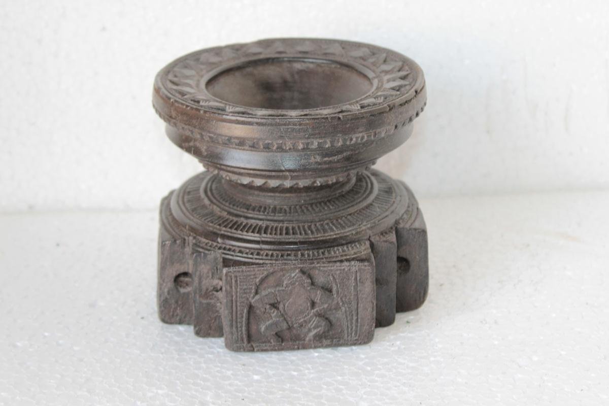 PG-50-1.jpg Wooden Candle Stand 1900s Old Vintage Rare Carved Christmas Gifts - Image 1