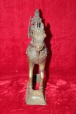 1900S OLD VINTAGE BRASS STATUE HORSE RIDING STALLION ANTIQUE COLLECTIBLE - Image 4
