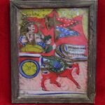 Photo Frame, 1900s Old Vintage Antique Glass Painting of Arjun and Krishna