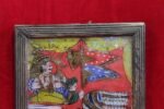 Photo Frame, 1900s Old Vintage Antique Glass Painting of Arjun and Krishna - Image 2