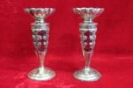 Vintage Metal & Glass Vase Stand Pair – Gothic Halloween Home Decor - Image 4