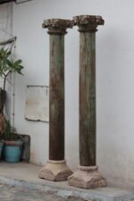 Pair of 8.1 feet Indian Columns with Stone Base - Your Home Furniture Store - Image 5