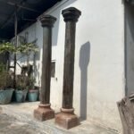 7.7 feet Teak Wood Antique Columns | Pair of Indian Pillars - Your Home Furniture Store - Image 5