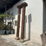7.9 feet Wooden Antique Columns | Pair of Indian Pillars – Your Home Furniture Store - Image 9