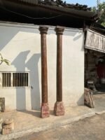 9.5 Feet Large Teak Wood Vintage Pillars, Old Carved Columns - Image 7
