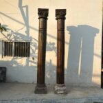 7 feet Indian Teak Wood Pillars | Wooden traditional Columns Set of 2 - Image 3
