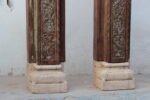 7.6 Feet Traditional Old Carving Pillar, Semi Circled Wooden Stambh set of 2 - Image 4