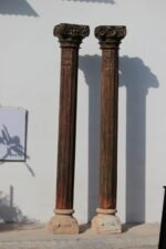 7.11 Feet Traditional Carving Pillar, Wooden Post set of 2 - Image 8