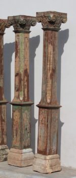 7.6 feet tall Wooden Traditional Columns, Set of 2 Pillars - Image 6