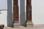 8.1 Feet Large Teak Wood Vintage Pillars, Old Carved Columns - Image 5