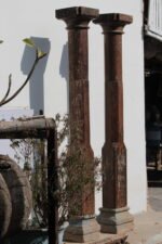 8.1 Feet Large Teak Wood Vintage Pillars, Old Carved Columns - Image 7