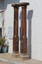 8.1 Feet Large Teak Wood Vintage Pillars, Old Carved Columns - Image 8