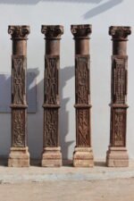 7 feet Indian Teak Wood Pillars | Wooden traditional Columns Set of 4 - Image 8
