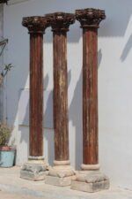 8.4 feet Indian Columns with Stone Base (Set of 3) - Image 6