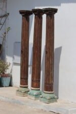 7.5 feet Indian Teak Wood Pillars | Wooden traditional Columns Set of 3 - Image 5