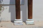 Pair Of Large Teak Wood Vintage Pillar With Stone Base, Wooden Columns-Your Home Furniture Store - Image 4