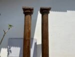 Pair Of Large Teak Wood Vintage Pillar With Stone Base, Wooden Columns-Your Home Furniture Store - Image 7