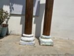 Pair Of Large Teak Wood Vintage Pillar With Stone Base, Wooden Columns-Your Home Furniture Store - Image 8