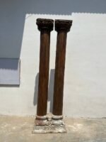 7.4 feet Teak Wood Antique Columns | Pair of Indian Pillars (Joined Pillar) – Your Home Furniture Store - Image 12