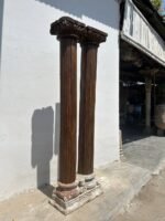 7.4 feet Teak Wood Antique Columns | Pair of Indian Pillars (Joined Pillar) – Your Home Furniture Store - Image 8