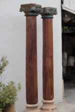 7.5 feet Teak Wood Antique Columns | Pair of Indian Pillars – Your Home Furniture Store - Image 5