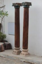 7.5 feet Teak Wood Antique Columns | Pair of Indian Pillars – Your Home Furniture Store - Image 6