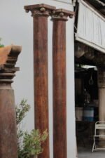 8.7 feet Teak Wood Antique Columns | Pair of Indian Pillars – Your Home Furniture Store - Image 5